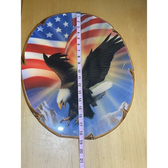Vintage Patriotic American Flag and Bald Eagle Print Decoupage Wood Hanging Art - Picture 10 of 12
